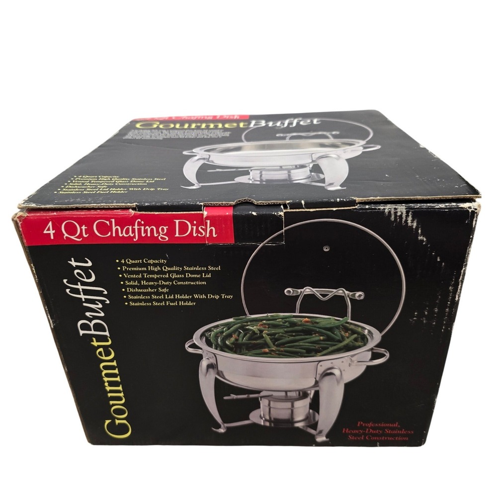 Gourmet Buffet 4 Qt Chafing Dish Stainless Steel Glass Lid Buffet Server Set